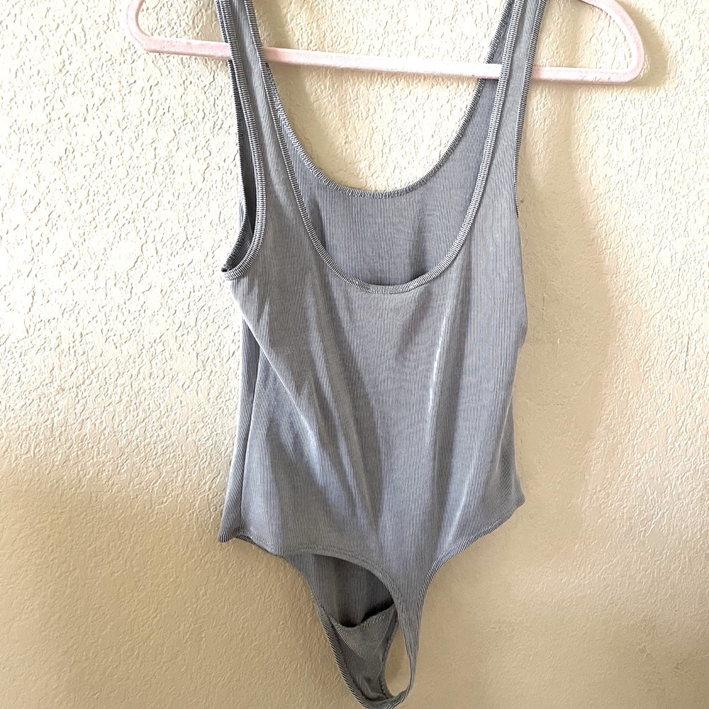 Low back striped tank bodysuit